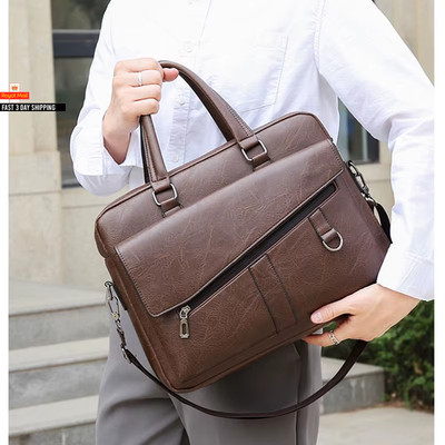 Große Aktentasche Tasche für Herren PU Leder Handtasche Computer Laptop Dokument Schulter