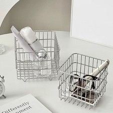 Stainless Steel Storage Basket Square Metal Bin Organizer Wire Snack Organizer