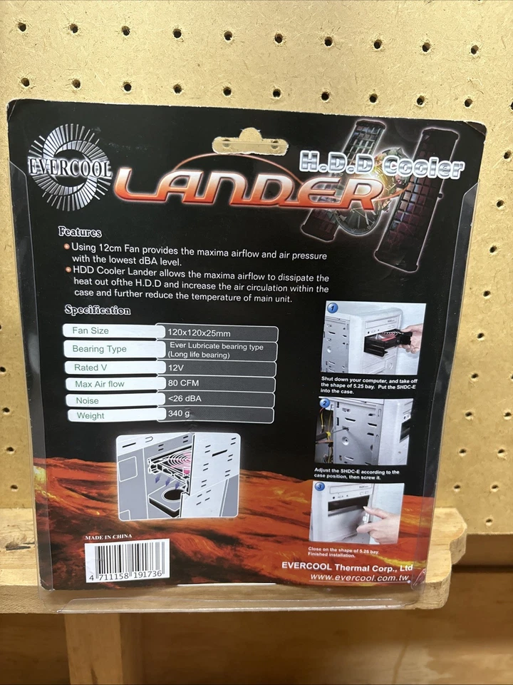 Evercool Lander Hard Drive Cooler -SHDC-E -120mm Fan for 5.25” PC Case Drive Bay - Image 2 of 2