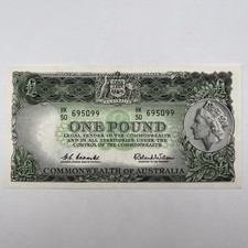 1961 £1 One Pound Banknote - aUnc - Coombs / Wilson Reserve Bank (R34a)