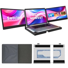 Setclod 14" FHD 1080P Triple Laptop Monitor Extender Portable Screen Display