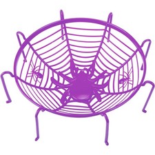 Halloween Süßigkeitenschale - Spinnennetz Korb 3D Schale mit Beinen Halloween lila