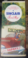 1937 Delaware Maryland Virginia West  road  map Sinclair oil gas 5 panel