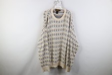 Vintage 90s Eddie Bauer Mens Large Distressed Cotton Geometric Knit Sweater USA