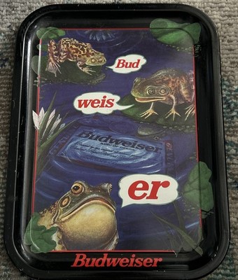 Budweiser Frogs Vintage 'Bud-Weis-Er Frogs' Metal Tray , Made in USA, 1996