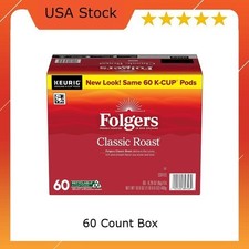 Folgers Classic Roast, Medium Roast Coffee, Keurig K Cup Pods, 60 Count Box