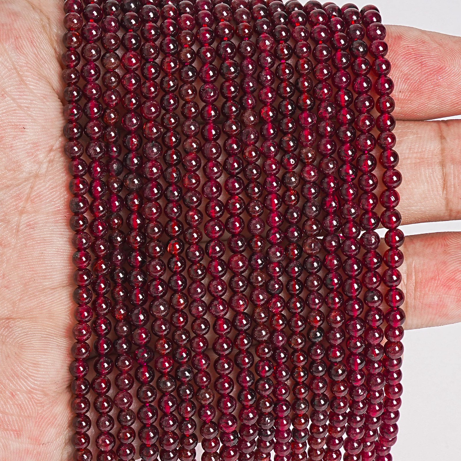 AA Natural Brazil Garnet Beads 3-4mm Round Full Strand Loose Beads