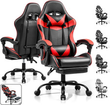Gaming Chair, Ergonomic Computer Chair with Footrest and Lumbar Support, Height
