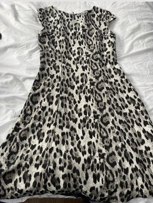 Orsay Leopard Print Dress Women s Sleeveless Fit Flare Animal Print Zip Back