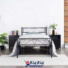 Twin Size Metal Bed Frame Black Mattress Foundation Steel Platform Headboard
