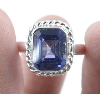 Natural 13.30 Ct Blue Sapphire Emerald Cut Gemstone Certified Ring Fast Shipping