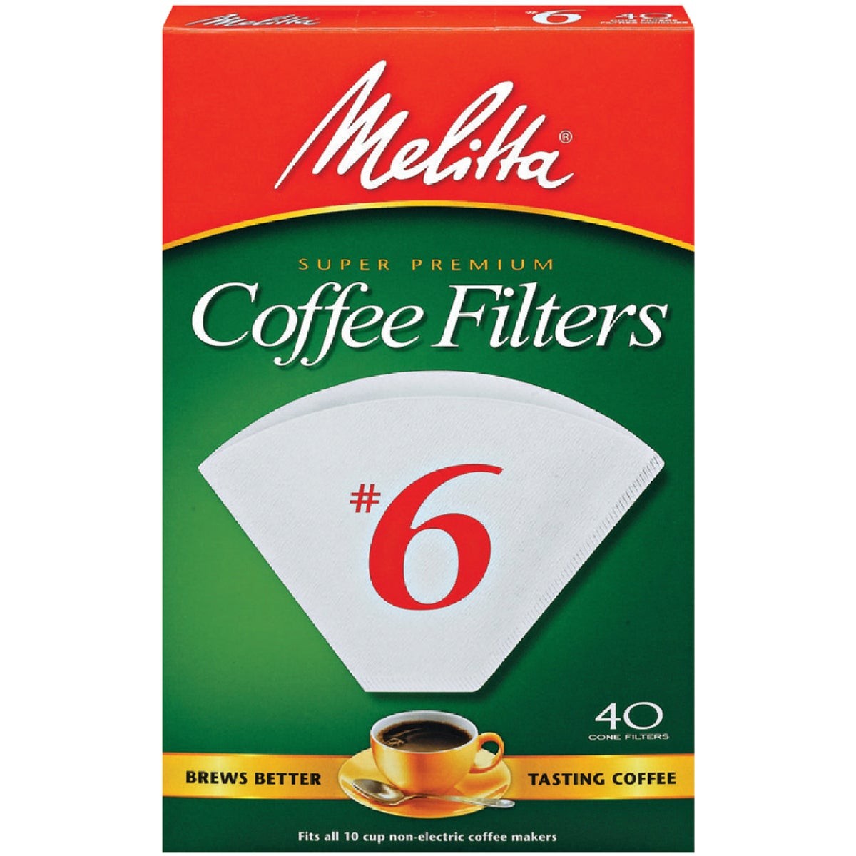 Melitta #6 Cone 8-12 Cup Coffee Filter (40-Pack) 626402 Pack of 12 Melitta