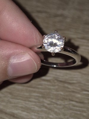 Sterling Silber 925 Zirkonia Brillant Rund Solitär Verlobungsring