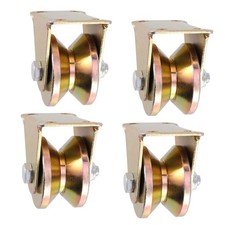4Pack 2" V Groove Wheel Sliding Gate Bracket Roller Heavy Duty Caster Wheels