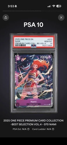 Namco Nami Premium Card Collection Vol.4 OP09-070 “Gengar Nami”  PSA 10 Gem 💎
