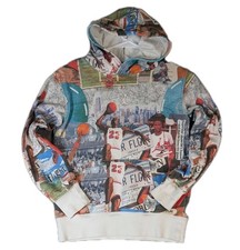 Jordan Youth Small 8/10 White All Over Print Pullover Hoodie Streetwear Nike NBA