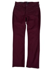 NYDJ Marilyn Maroon High-Rise Straight Leg Lift Tuck Pants Women's Size 14