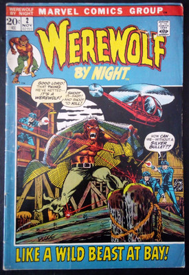 VTG 1972 MARVEL COMIC BOOK WEREWOLF BY NIGHT #2 MIKE PLOOG UN-GRADED  aq