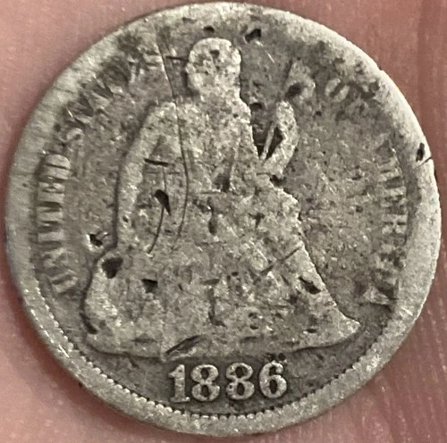 1886 Seated Liberty Dime 10¢ - Details Damaged