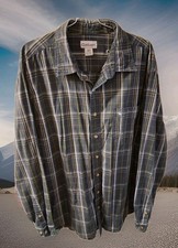 Men's 2XLT Carhartt Classic Causal Button Down Long Sleeve Shirt Blue Plaid