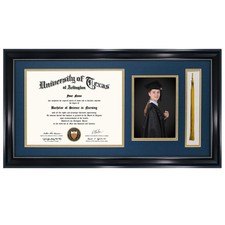 GraduationMall 11x22 Black Diploma Frame w/ Tassel Holder 5x7 Photo - 8.5x11 C