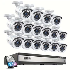 ZOSI 16CH 1080P Security Camera System DVR w/ 2TB HDD Outdoor CCTV Kit NEW