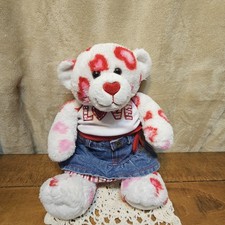 Build A Bear Valentine's Day Plush Bear White Red and Pink Heart W/ Love Outfit
