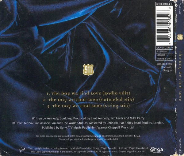 911 Day We Find Love CD UK Virgin 1997 in die cut digipak VSCDX1619 - Image 2 of 2
