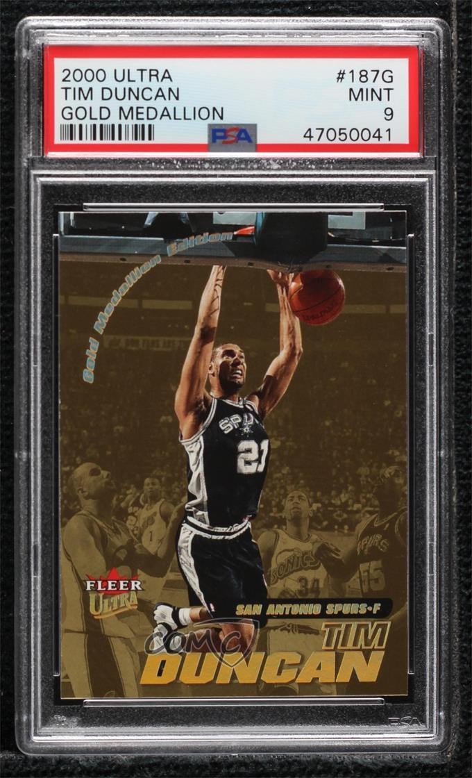 2000-01 Fleer Ultra Gold Medallion Tim Duncan #187G PSA 9 MINT HOF 0u02
