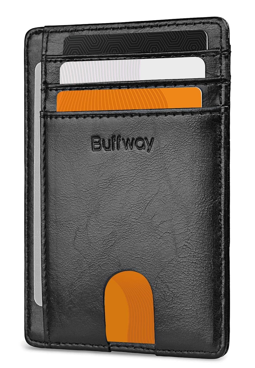 RFID-Blocking Leather Front Pocket Wallet for Men & Women - Alaska Black by Buffway-image
