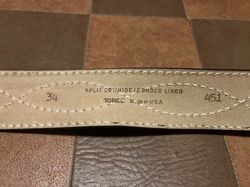 vintage COWHIDE buckle belt 34 western STITCHED split-suede leather GUN bianchi - Picture 2 of 7