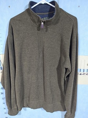 Orvis Sweater Mens Medium Brown 1/4 Zip Mock Neck Knit Pullover Casual Outdoor