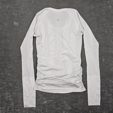 Lululemon Shirt Womens 4 White Swiftly Tech Long Sleeve Thumbholes Ruched
