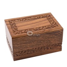 Outright Rosewood Cremation Urn for Human Ashes - Handmade Border Engraved Wo...