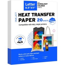 Printers Jack Iron-On Heat Transfer Paper Dark 20 Sheets,  Light Bundle