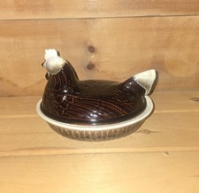 1 Pfaltzgraff Gourmet Brown Drip Large Hen on a Nest. 10¼"L x 7⅛"W x 7¾"H.