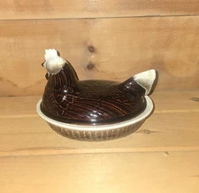 1 Pfaltzgraff Gourmet Brown Drip Large Hen on a Nest. 10¼"L x 7⅛"W x 7¾"H.
