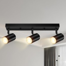 LED Track Lighting Ceiling Fixtures, Black 3-Light Plug in Track Lights for K...