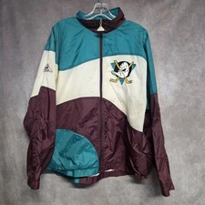 Vintage 90s Apex One NHL Anaheim Mighty Ducks Zip Up Windbreaker Jacket Mens L