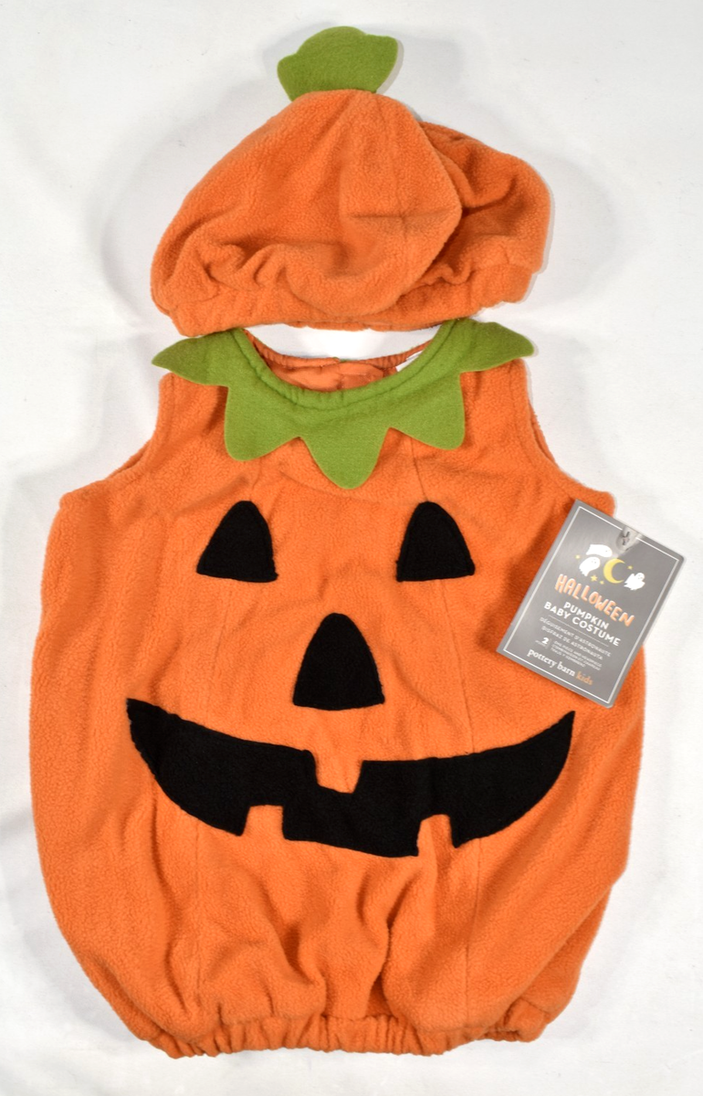 Pottery Barn Kids Baby Pumpkin Jack-O-Lantern Costume Halloween 12-24  Months NEW