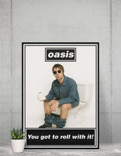 Oasis Roll With It Print Wall Funny Art Poster Toilet Home Picture Art Poster