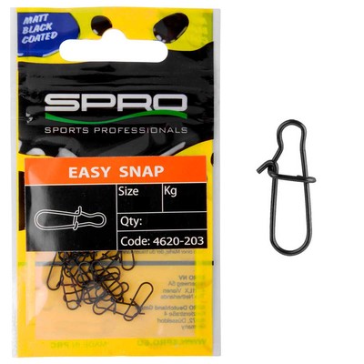 SPRO | Matte Black Easy Snap | 4kg bis 23kg Karabiner Einhänger zum Spinnfischen