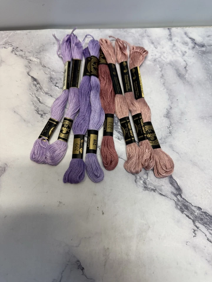 DMC Cotton Embroidery Floss Thread~Lot of (8) Skeins~purple Pastel Color Set - Image 2 of 2
