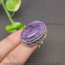 Natural Amethyst 925 Sterling Silver Plated Handmade RingElegant Jewelry Gift