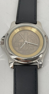 Swatch Irony Quarz Analog Armbanduhr Edelstahl silber Leder schwarz Gold