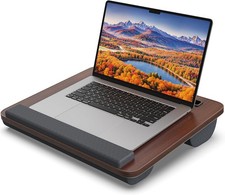 Portable Lap Desk, Laptop Stand for Bed with Soft Wrist Rest, Tablet/Phone Slot,