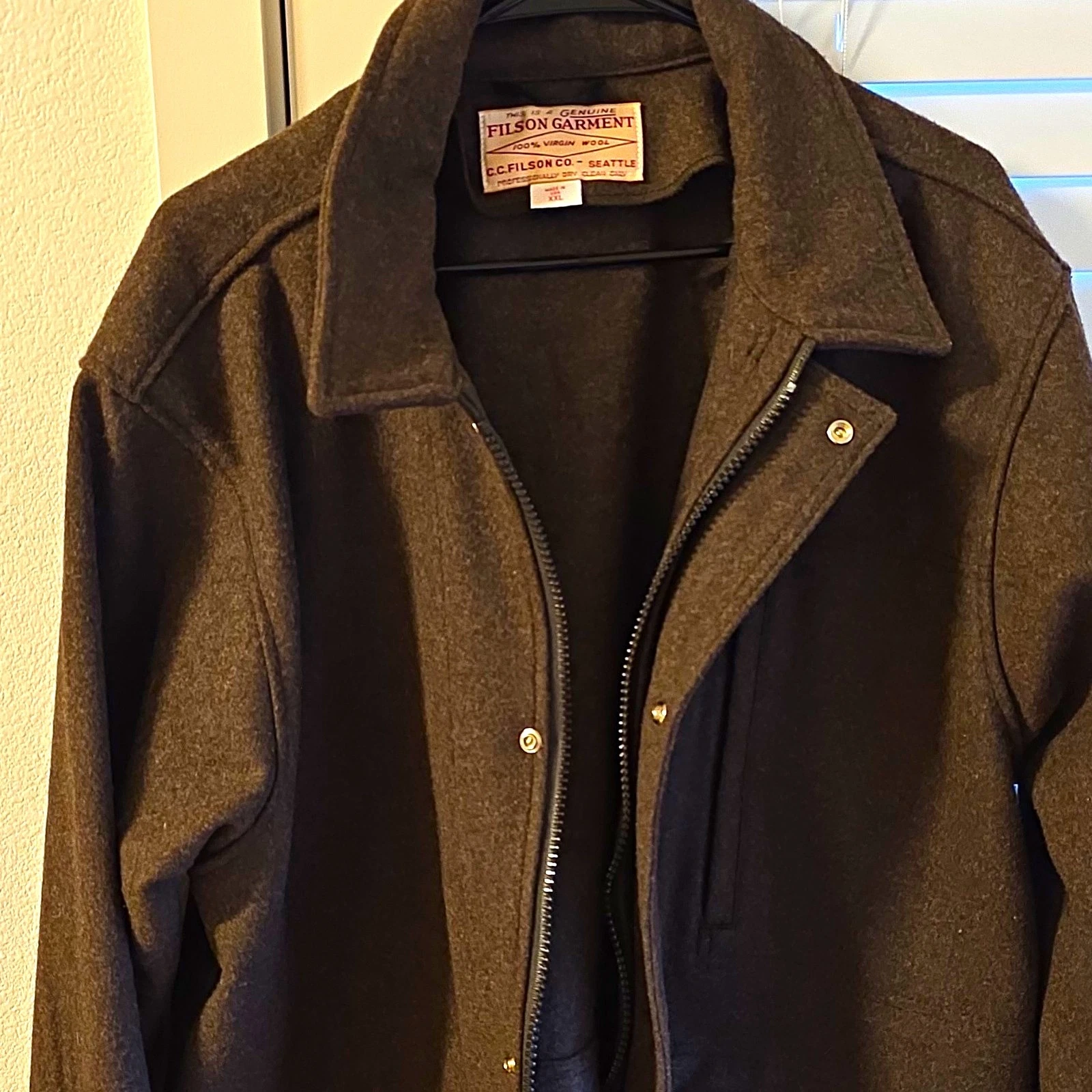 Filson Garment Men’s Brown Wool Mid-Length Jacket Zip/Button Front Size XXL - product detail image 1