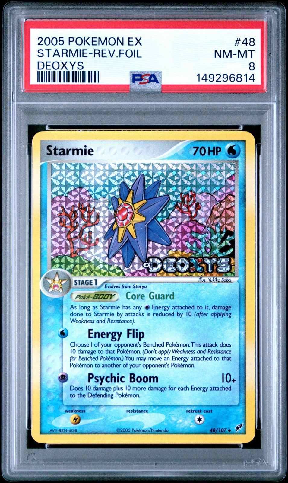 2005 POKEMON EX DEOXYS #48 STARMIE-REVERSE FOIL PSA 8