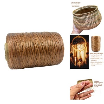Kulay Artificial Deer Sinew Brown Waxed Flat Polyester Thread Beading, Leather