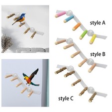 Wooden bird perch toy for parrots - stand for window and bathroom